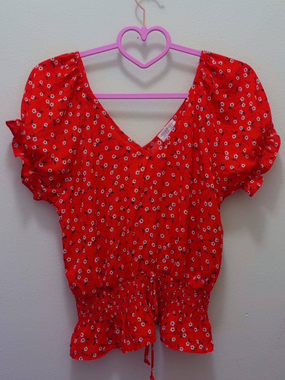 Sienna Sky Red Floral V-Neck Puff Sleeve Blouse